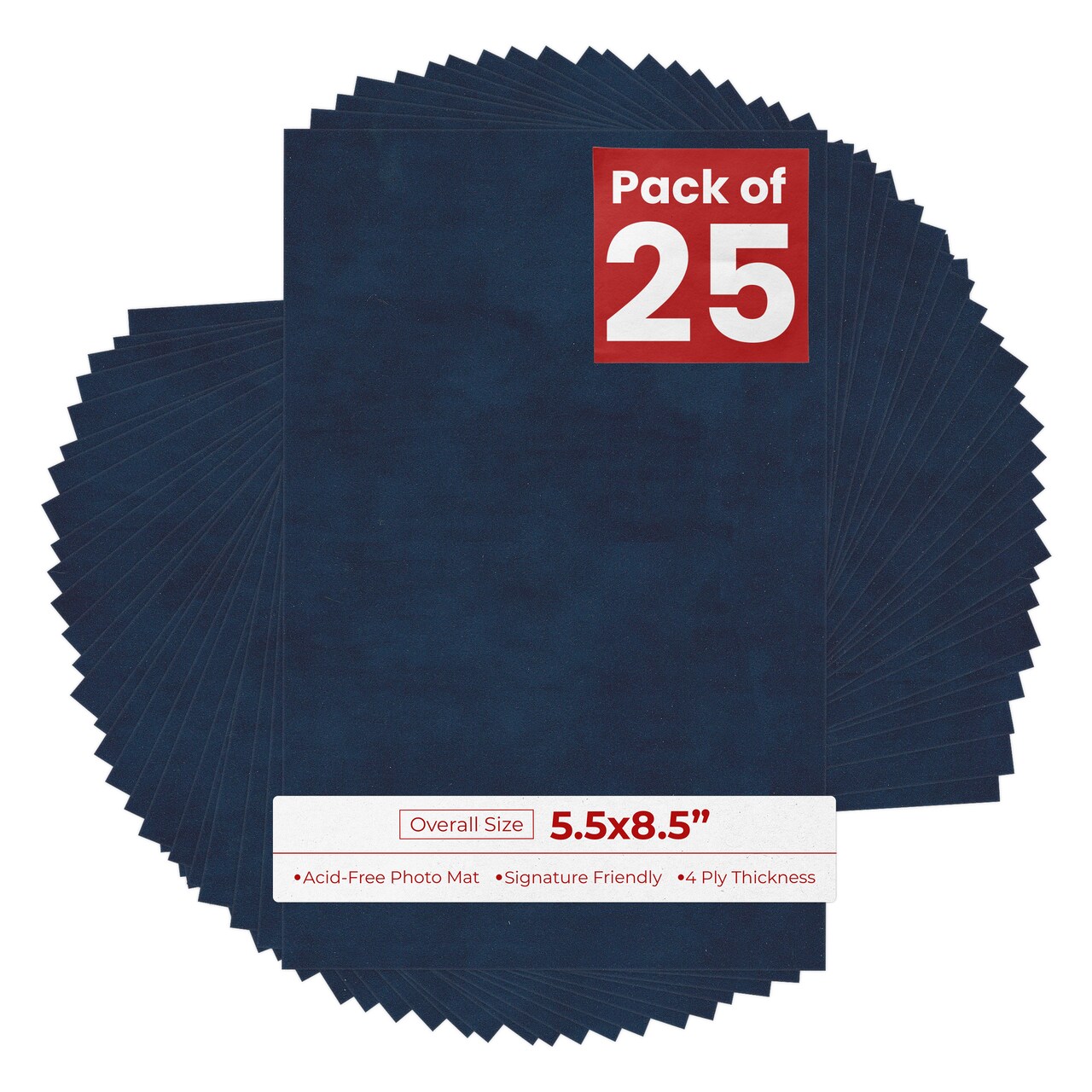 Navy Suede 5.5x8.5 Uncut Mat Board - Blank Sheets, No Opening
